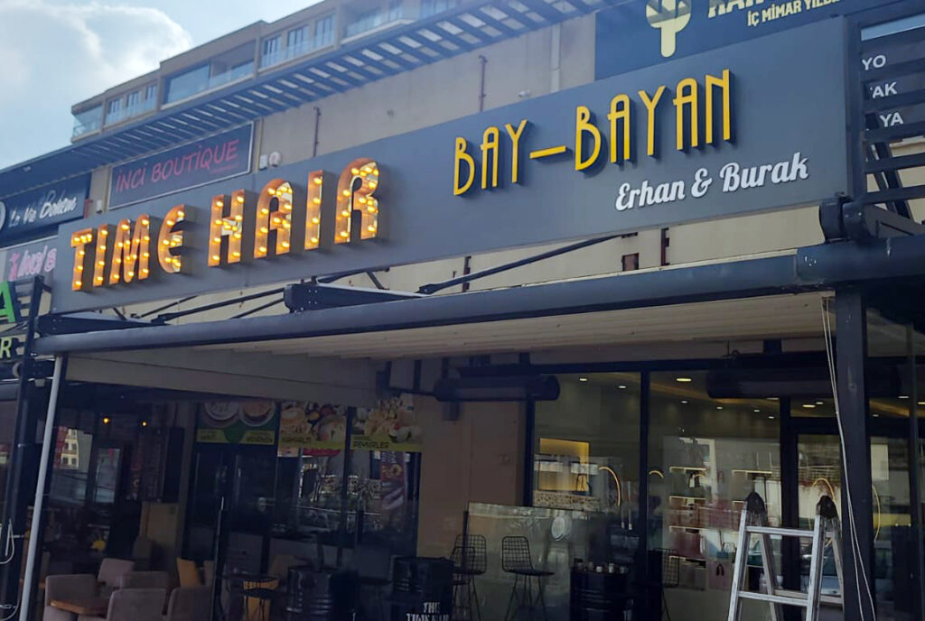 TIME HAIR Işıklı Kutu Harf Tabela Projesi